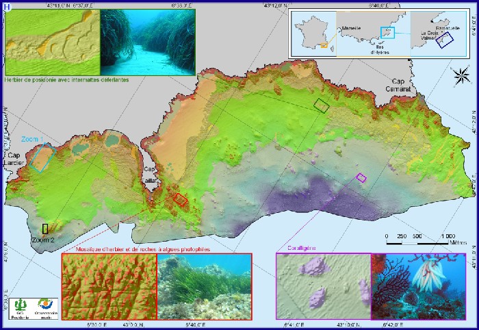 Carte des fonds marins entre la Cap Lardier et le Cap Camarat (Var)